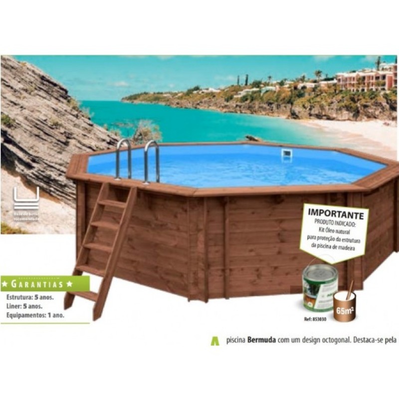 PISCINA EM MADEIRA OCTAGONAL BERMUDA 517X129CM
